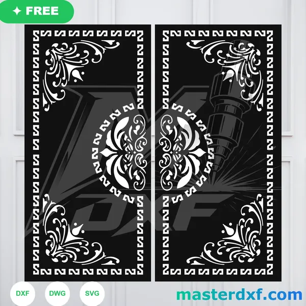 Free Greek Key Border Scroll Medallion DXF Door Panel DXF File